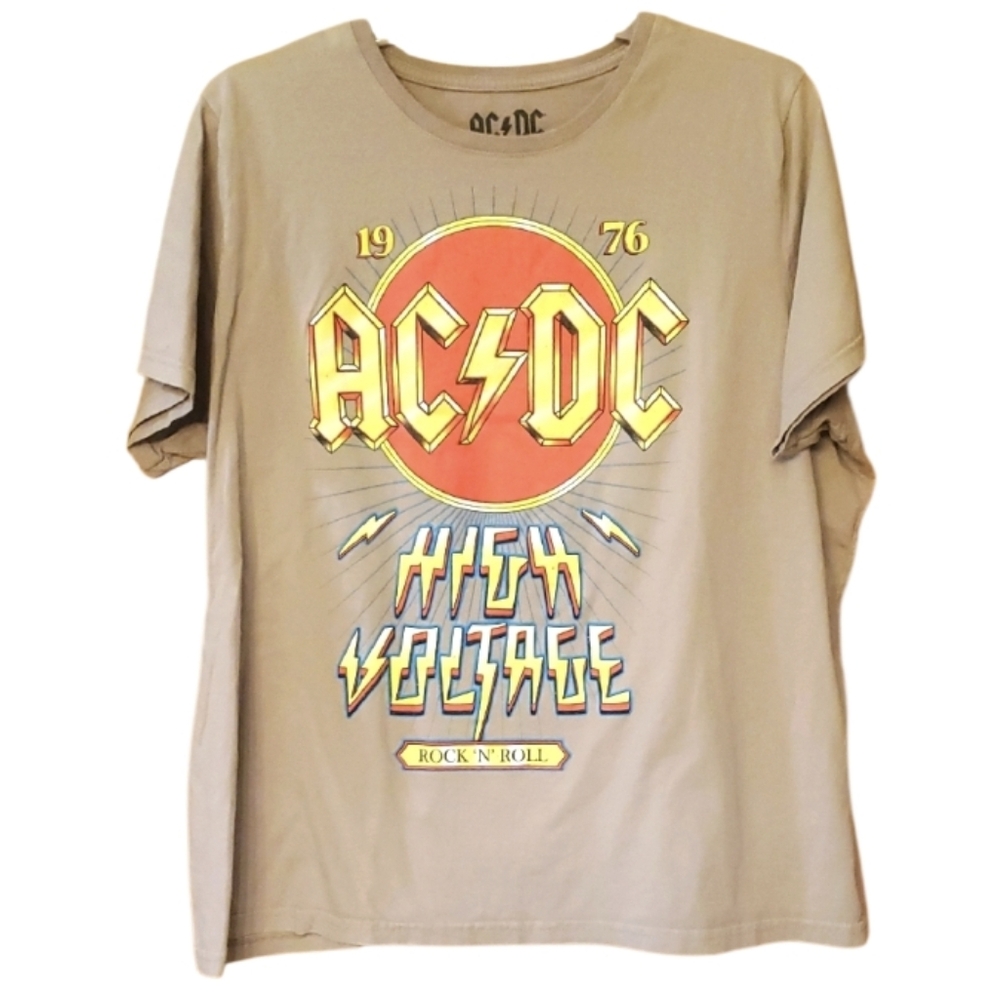 AC/DC‎ Official Band Tee in Tan High Voltage Rock & Roll Size XL